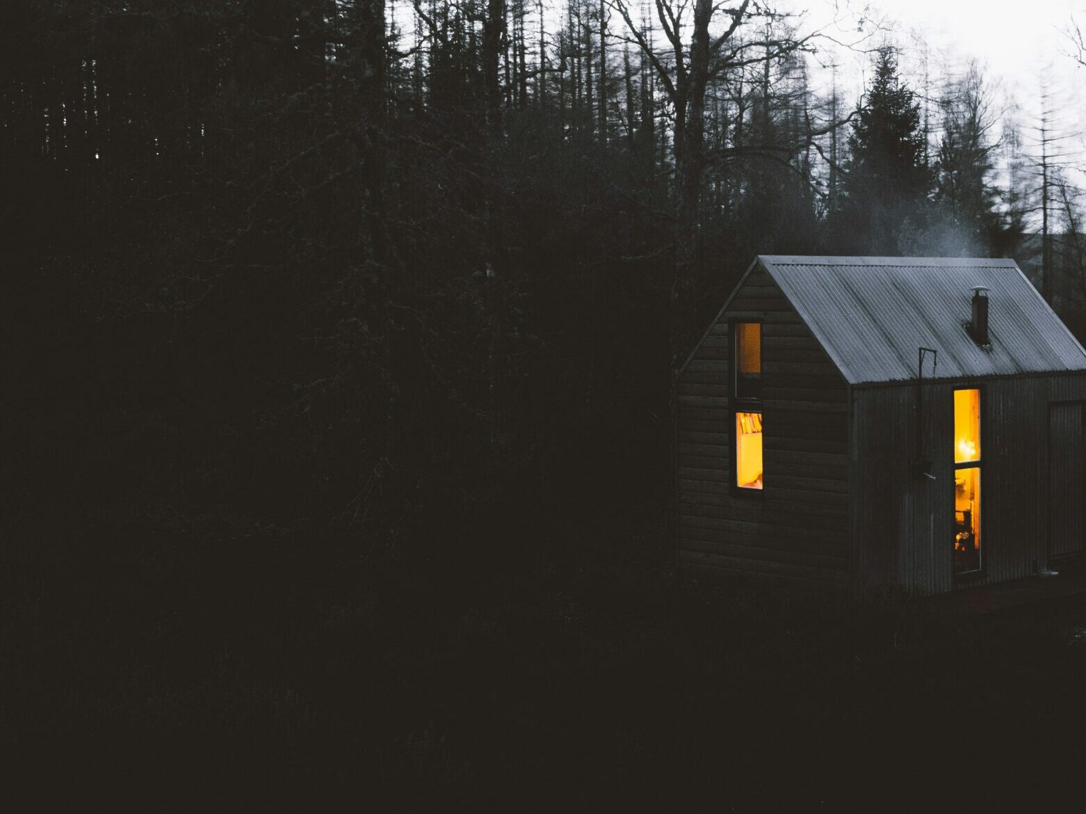 Photo of a cabin in the woods. Credit Andrew Ridley via Unsplash.com,